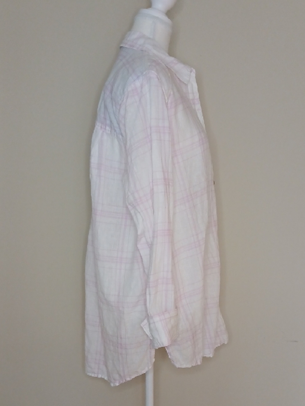 Free People No Limits 100% Linen Plaid Oversized Button Down Top Size Medium - Picture 4 of 10